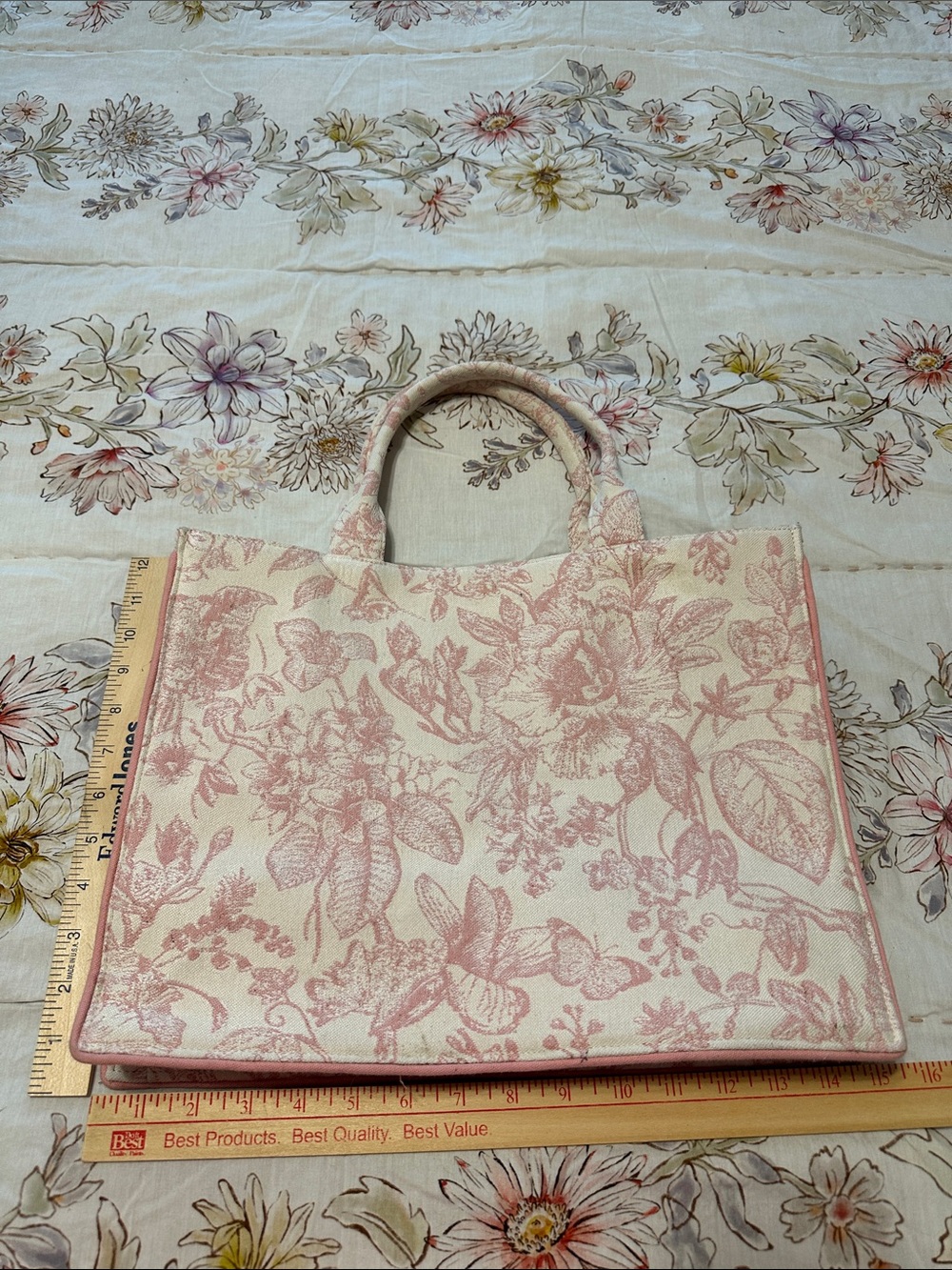 Antik Kraft Pink Floral Canvas Tote